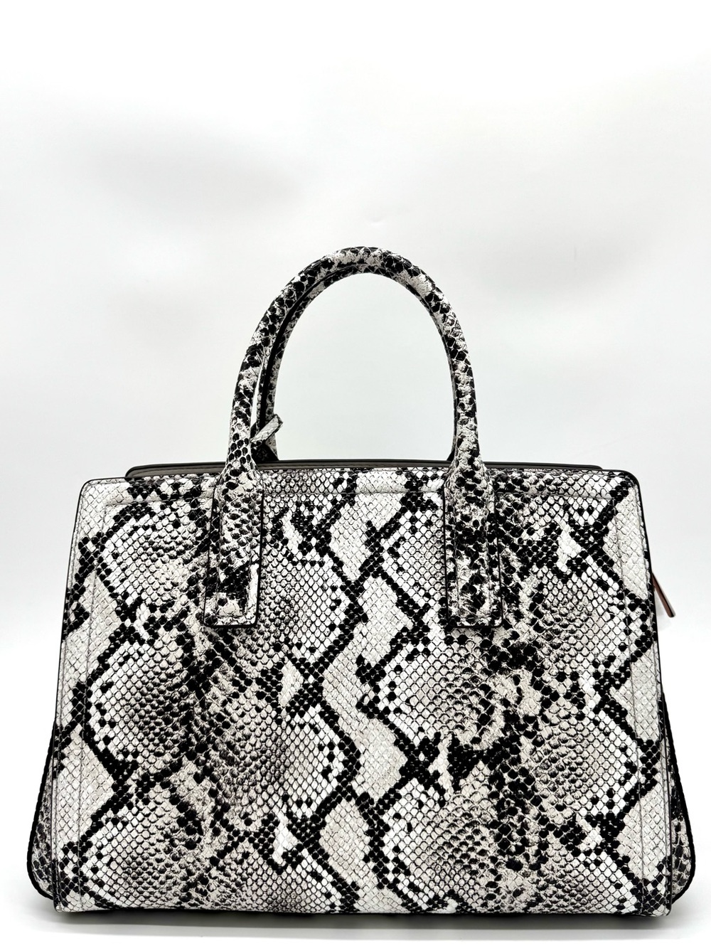 Michael Kors Laila Medium Snakeskin Leather Satchel Bag - Aluminum - Picture 4 of 11